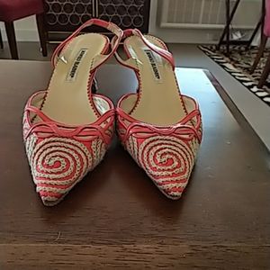 Manolo Blahnik---kitten heel slingback.